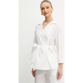 Dámská košile Košile s příměsí hedvábí Weekend Max Mara dámská, bílá barva, relaxed, s klasickým límcem, 2515111142600 00X, vel. 38