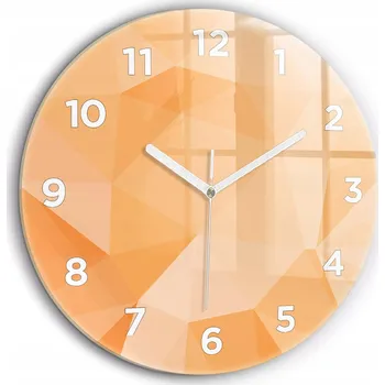 Hodiny Minimalistické Skleněné Nástěnné Hodiny s Abstraktním Vzorem Trojúhelníky fi60 cm