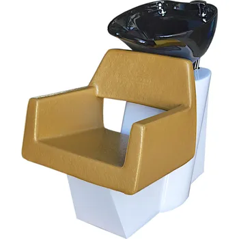 Kadeřnické křeslo Kadeřnický mycí box Detail Luxor - zlaté křeslo (30) - černé umyvadlo (DHS6667-30) + dárek zdarma