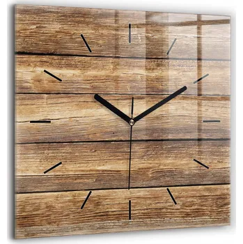 Hodiny Minimalistické nástěnné skleněné hodiny S Potiskem Dřevěné desky 60x60 cm