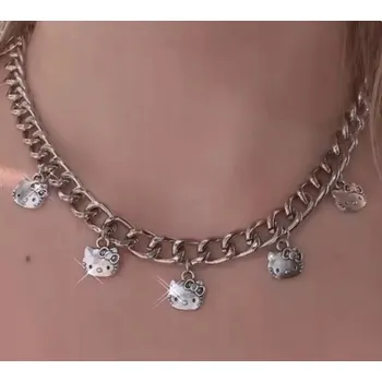 Náhrdelník Dětský náhrdelník Hello Kitty Kotě Fairy Goth silný řetízek kočky