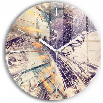 Hodiny Moderní skleněné nástěnné hodiny s potiskem Abstraktní mechanismus průměr 30 cm