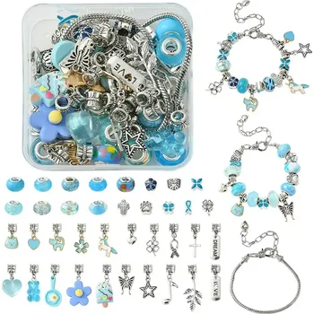 Náramek Dárková kreativní sada náramků s korálky modrá LIGHT BLUE TOPBEADS pro holky