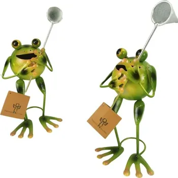 Zahradní dekorace Kovová žába se síťkou 28 cm zelená