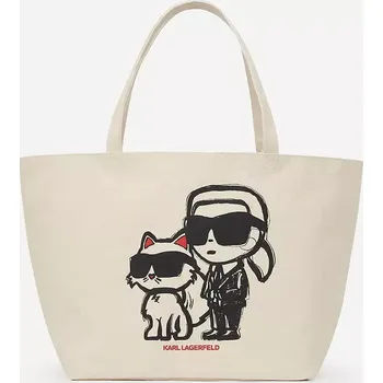 Kabelka Bavlněná kabelka Karl Lagerfeld IKON béžová barva, A2W50026 01X, vel. ONE SIZE