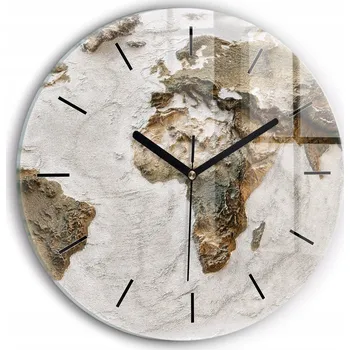 Hodiny Čtvercové Skleněné Hodiny Minimalistické Nástěnné Stará mapa světa průměr 30 cm