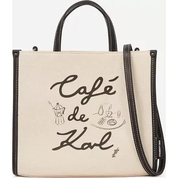 Kabelka Bavlněná kabelka Karl Lagerfeld béžová barva, A2W50028 01X, vel. ONE SIZE