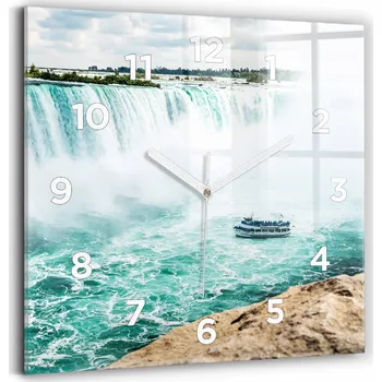 Hodiny Skleněné hodiny s potiskem Nástěnné Tiché ručičky Loďka a Niagara 30x30