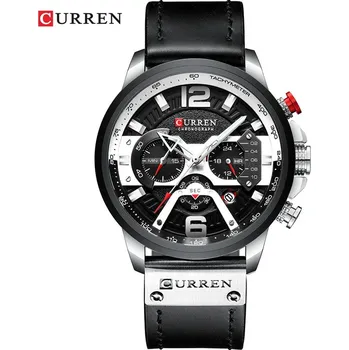 Hodinky Pánské analogové hodinky s koženým páskem TP999 Barva (Varianta): SILVER BLACK