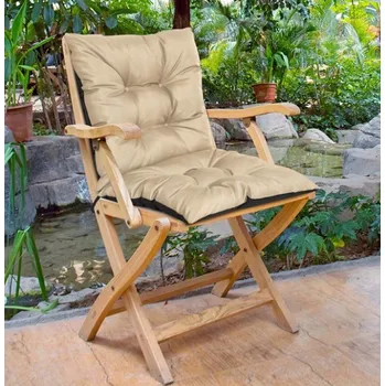 Podsedák Zahradní prošívaný podsedák na židli s opěrkou OSCAR color 17 světle béžová 50x50x50 cm Mybesthome