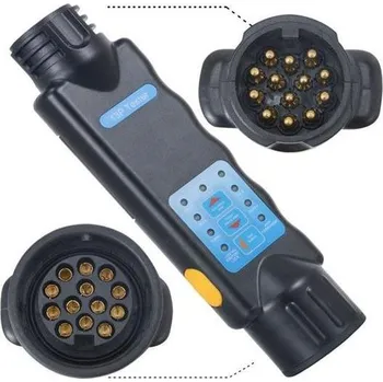 Revizní přístroj Tester 13-ti pólových autozásuvek a zástrček přívěsů 12V