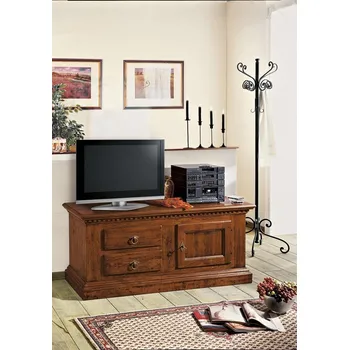 Noční stolek TV komoda se 2 šuplíky a dvířky v odstínu ořech základ