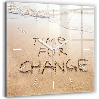 Hodiny Foto Skleněné Hodiny Nástěnné Do Moderních Interiérů Citát na pláži 30x30 cm