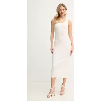 Dámské šaty Šaty Armani Exchange béžová barva, midi, XW000576 AF12740 XW000576.AF12740 01X, vel. M