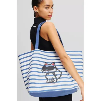 Kabelka Bavlněná kabelka Karl Lagerfeld IKON modrá barva, A2W50025 55X, vel. ONE SIZE