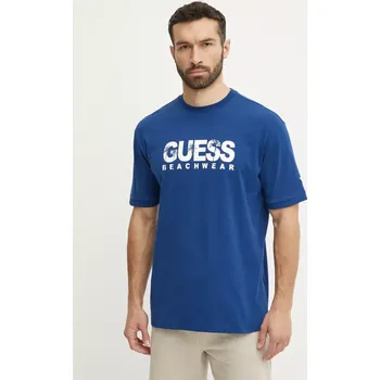 Bavlněné tričko Guess modrá barva, s potiskem, F5GI11 I3Z14 F5GI11.I3Z14 55X, vel. M