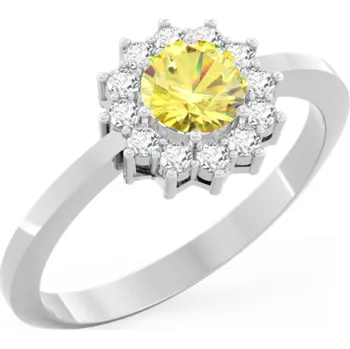 Prsten Couple, Elegantní prsten Dion, bílé zlato se žlutým zirkonem, vel. 54, prům. 17.2 mm, 585-66-1-0263.1B00.0.54.107