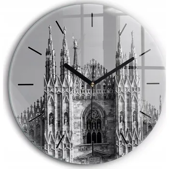 Hodiny Nástěnné čtvercové skleněné hodiny do obýváku Katedrála Duomo Di Milano fi60 cm