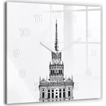 Hodiny Velké skleněné nástěnné hodiny s grafikou - Tiché - Palác kultury a vědy 60x60 cm