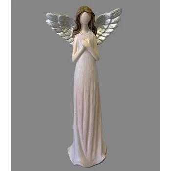 Vánoční dekorace Anděl růžový stříbrná křídla