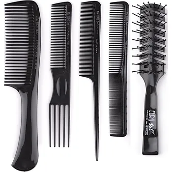kartáč na vlasy Sada profesionálních hřebenů s kartáčem Eurostil Professional - 5 ks, černé (00951) + dárek zdarma