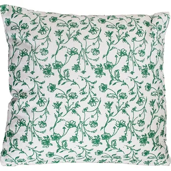 Polštář Dakls Polštář textilní s výplní, bílý a zelený kytičky 0/10