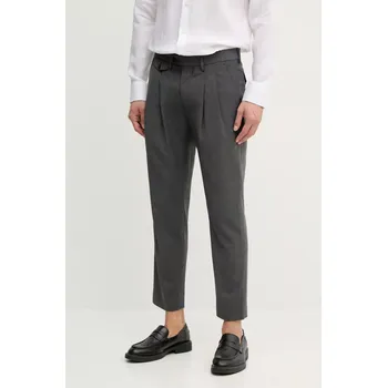 Pánské kalhoty Kalhoty s příměsí vlny Tommy Hilfiger pánské, šedá barva, přiléhavé, SQTHL5608.SQTH401 90X, vel. 52