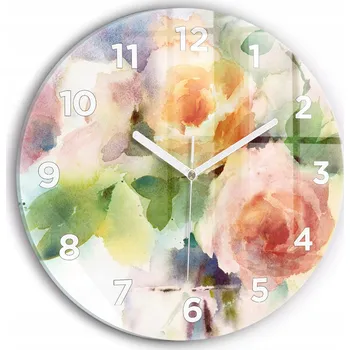 Hodiny Čtvercové Skleněné Foto Hodiny na Zeď do Obýváku Vizualizace Přírody fi30 cm