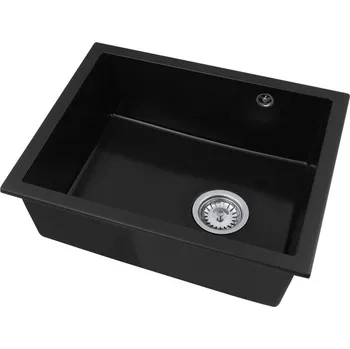 Granitový dřez Gamma Decor 5040, 1-komorový granitový dřez 560x460x180 mm, černá, GMA-ZLE000001