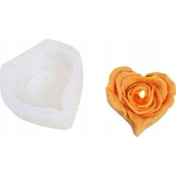 Svíčka Silikonová forma na SVÍČKY Z VOSKU, MÝDLA, SÁDRY - SRDCE Z OKVĚTNÍCH LÍSTKŮ RŮŽÍ