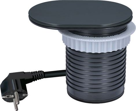 Solight.cz Vestavná zásuvka s posuvným víčkem 1x 230 V, USB A, USB-C Power Delivery 20W, 2 m, matná černá – Solight PP124CB-PD20