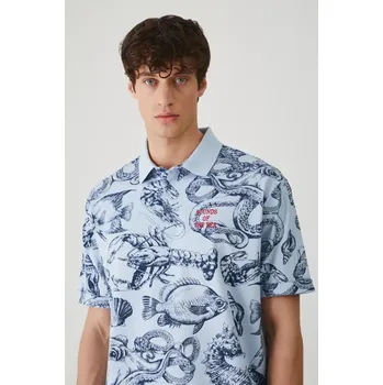 Bavlněné polo tričko Medicine pánské, modrá barva RS25.POM703 50A, vel. L