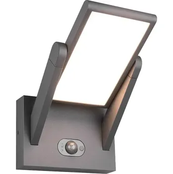 Venkovní osvětlení Trio Leuchten 253769142 MALAWI - LED venkovní hybridní solární svítidlo se soumrakovým čidlem v antracitové barvě, LED 5W, 700lm, 2300 - 4000K, IP65 (Venkovní svítidlo na zeď s čidlem v antracitové barvě se třemi způsoby napájení)