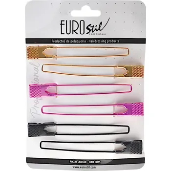 Kovová spona do vlasů Eurostil Professional - 11 cm, barevná - 6 ks (00803) + dárek zdarma