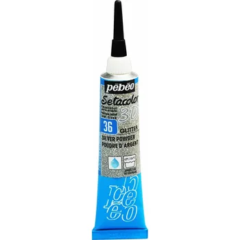 Speciální výtvarná barva Konturovací barva na textil Pébéo Setacolor 3D Glitter 20 ml - 36 Silver Powder