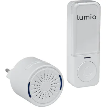 LUMIO KINETICKÝ BEZDRÁTOVÝ ZVONEK BEZBATERIOVÝ, DO ZÁSUVKY, 120M, BÍLÝ [DB002W]