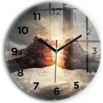 Hodiny Kulatý Skleněné Nástěnné Hodiny do Obýváku s Motivem Pěsti Síla Moc průměr 60 cm