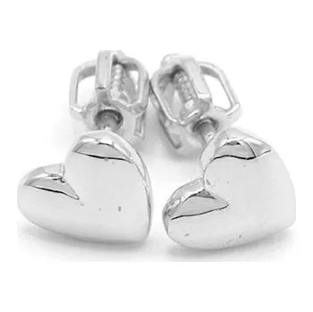 Náušnice Náušnice z bílého zlata srdíčka na šroubek 1,40g