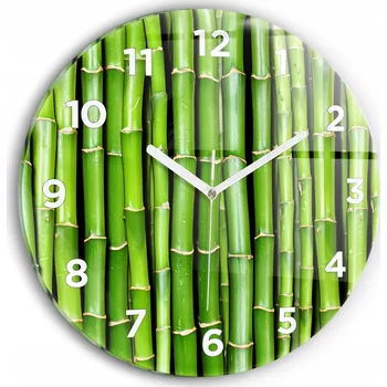 Hodiny Čtvercové Skleněné Hodiny Minimalistické Nástěnné Bambusové Asijské fi30 cm