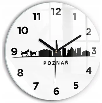 Hodiny Kulatý skleněné nástěnné hodiny S Potiskem panoramatu Poznaň , průměr 30 cm