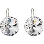 Stříbrné náušnice visací s krystaly Preciosa bílé kulaté 31153.1
