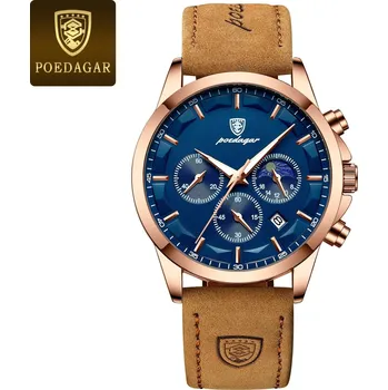 Hodinky Pánské analogové hodinky s koženým páskem TP996 Barva (Varianta): Rose Gold Blue L