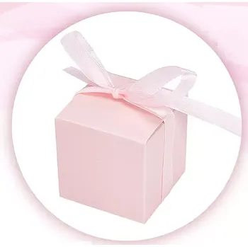 Dárková krabička Dárková krabička růžová s mašlí skládací 5x5x5cm