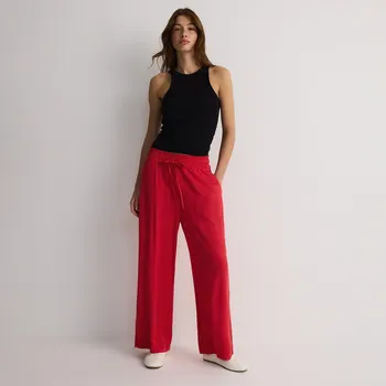 Dámské kalhoty Reserved - Široké viskózové kalhoty - červená - 1065P-33X - 1065P-33X-XXL