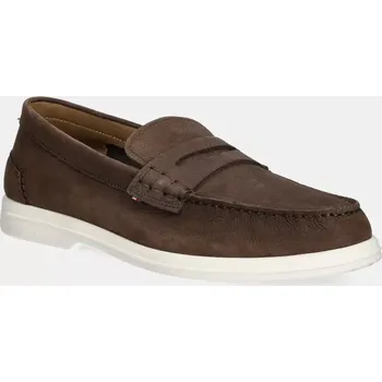 Dámské mokasíny Nubukové mokasíny Tommy Hilfiger TOMMY HILFIGER NUBUCK P LOAFER hnědá barva, FM0FM05350 89X, EUR 43