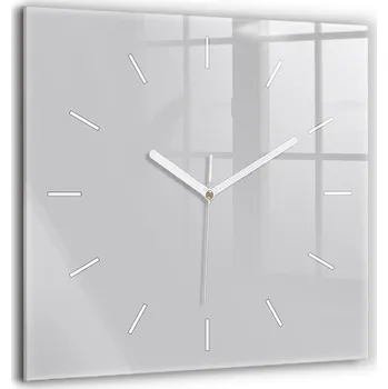 Hodiny Čtvercové Skleněné Nástěnné Hodiny se Stylovým Potiskem Světle Šedé 60x60 cm