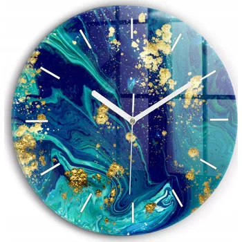 Hodiny Moderní skleněné nástěnné hodiny s potiskem Moderní abstrakce průměr 30 cm