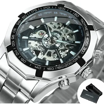 Hodinky Pánské analogové hodinky s kovovým páskem TF930 Barva (Varianta): HAND WIND BLACK