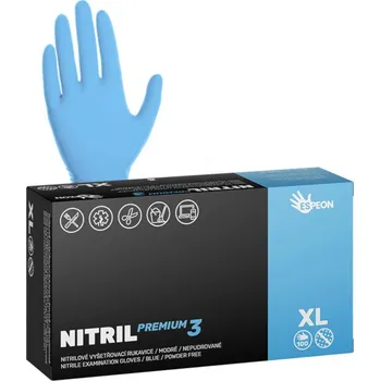 Vyšetřovací rukavice Silné nitrilové rukavice Espeon Nitril Premium 3 - 100 ks, modré, velikost XL (100110) + dárek zdarma