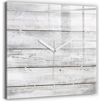 Hodiny Skleněné nástěnné hodiny s tichým chodem - motiv malovaná prkna